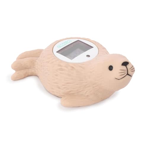 Baby Bath Thermometer | Baby Bath Toys | Adorable Seal Design | Safe Baby Thermometer for Infants | Newborn Essentials | ℉/℃ | Beige