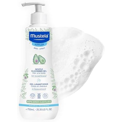 Mustela Gentle Cleansing Gel - Baby Wash for Delicate Skin and Hair - Newborn-Safe Cleanser - Made with with Natural Avocado Perseose - 1 or 2-Pack - Various Sizes