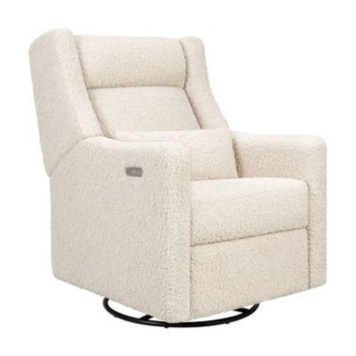 Babyletto Kiwi Plus Power Recliner and Swivel Glider with Power Headrest and USB Port - Almond Teddy Loop