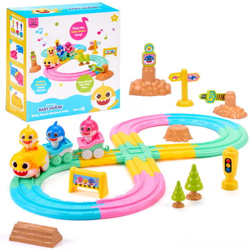 Baby Shark Musical Train Set with Track, Lights, Songs & Shark Family, Ages 3+