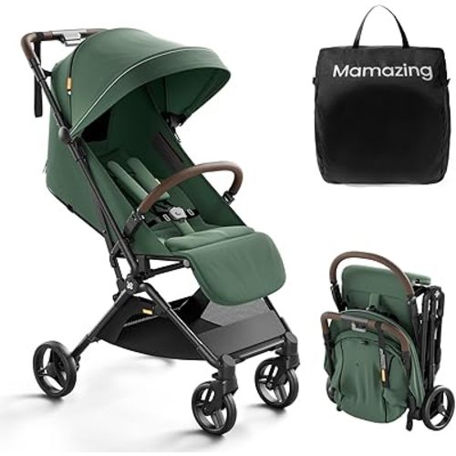 MAMAZING Ultra Air Lightweight Baby Travel Stroller with Carbon Fiber Frame, Compact & Airplane-Friendly, One-Handed Fold, 11.6 lbs, Perfect for Toddlers, Green