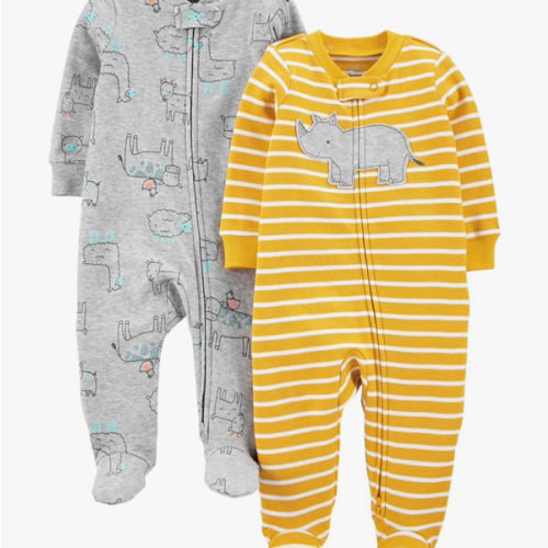Simple Joys by Carter's baby-boys 2-way Zip Thermal Footed Sleep and Play, Pack of 2