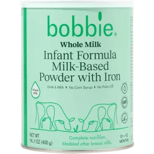 Bobbie Whole Milk, Grass Fed Baby Formula with Iron, Plant Based DHA and ARA, Vitamin D and Protein Blend Modeled After Breast Milk, For Newborn Baby to 12 Month Old, 14.1 oz