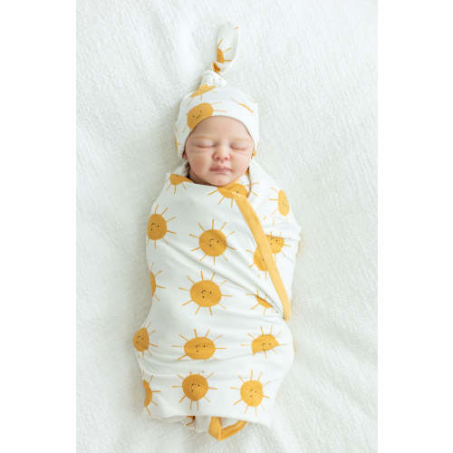 Sunshine Swaddle Blanket & Newborn Hat Set