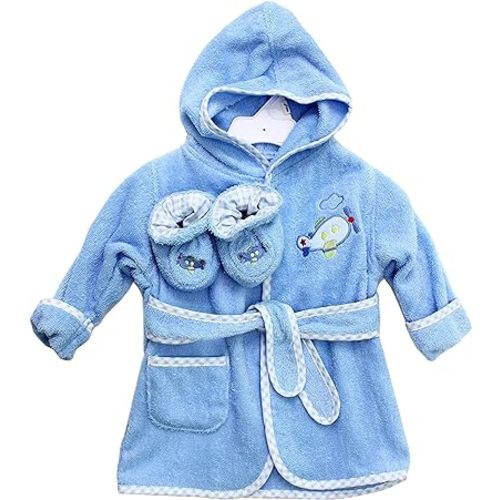 Spasilk 100% Cotton Hooded Terry Bathrobe with Booties — Baby Girl Gifts — Baby Boy Gifts — Shower Gift