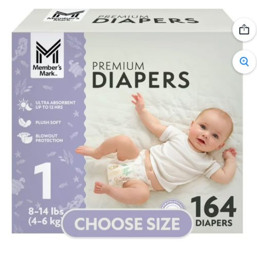Member's Mark Premium Baby Diapers, Sizes Newborn - 8 - Samsclub.com