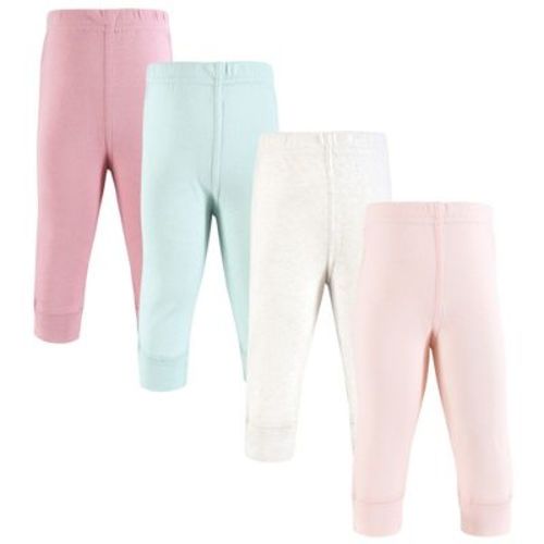 Hudson Baby Infant Girls Cotton Pants and Leggings 4-Pack, Pink Mint, 9-12 Months