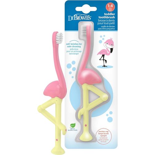 Dr. Brown's Baby and Toddler Toothbrush, Flamingo 1-Pack, 1-4 Years