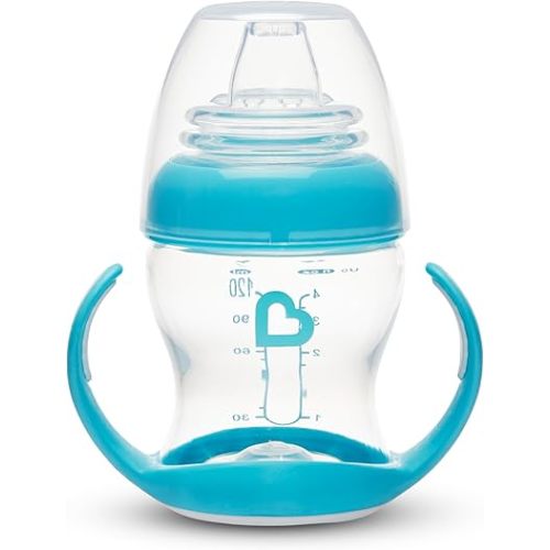 Munchkin Gentle Transition Baby Sippy Cup, Baby's First Sippy - Helps Babies & Toddlers Transitioning from Bottles to Cups, Spill Proof, 4 Months & Up, 4 Ounce, Blue