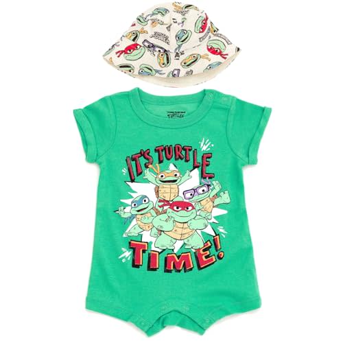 Teenage Mutant Ninja Turtles Donatello Raphael Leonardo Baby Romper and Bucket Sun Hat Newborn to Toddler