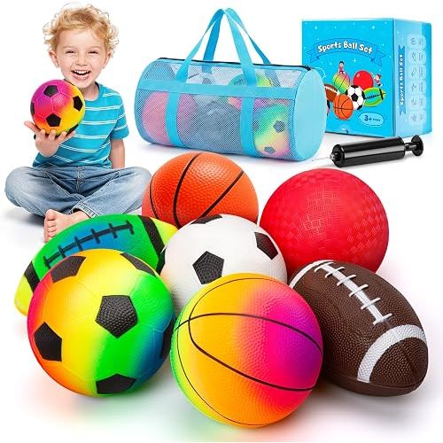 ZOOJOY 7/6 Pack Soft Balls for Kids, Sports Outdoor Toys with Bag