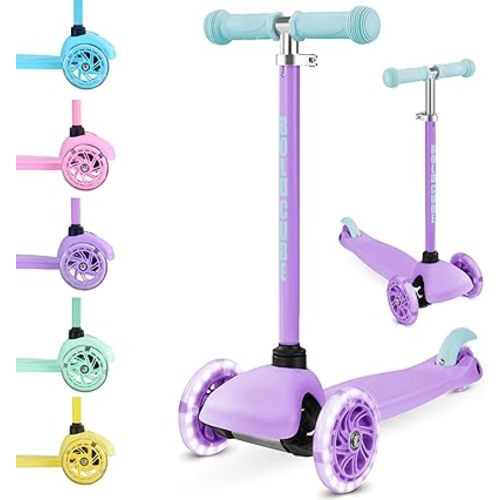 Teeny | 3 Wheel Mint Scooter for Kids & Toddlers Ages 3-6 Years | Flashing Wheels | Height Adjustable 53 to 70 cm | My First Scooter