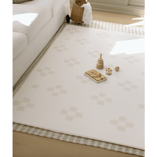 Padded Play Mat - Taupe Squares & Terrazzo
