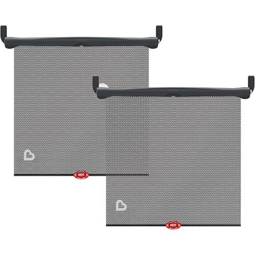 Munchkin Brica Sun Safety Car Window Shade with Heat Alert, Helps Block UVA/UVB Rays, 2 Pack, Black