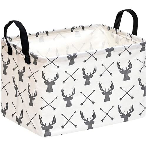 Baby Storage Basket Nursery Box Laundry Hamper Organization Bins for Toys and Clothes with Handles (Deer)