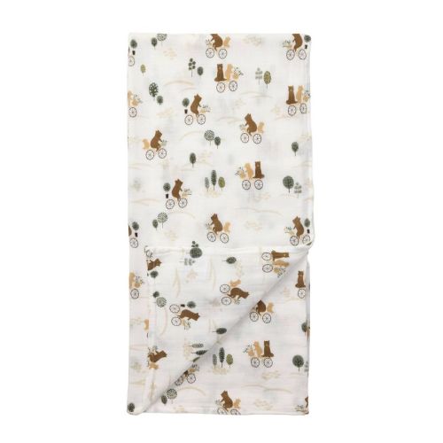 Loulou Lollipop Muslin Swaddle Blanket - Bears on Bikes