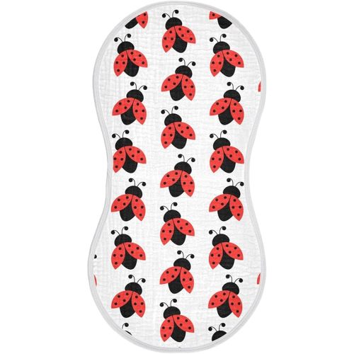 vvfelixl Muslin Burp Cloths Cute Ladybug Pattern Baby Washcloths for Baby Girl Boys 2 Pack White