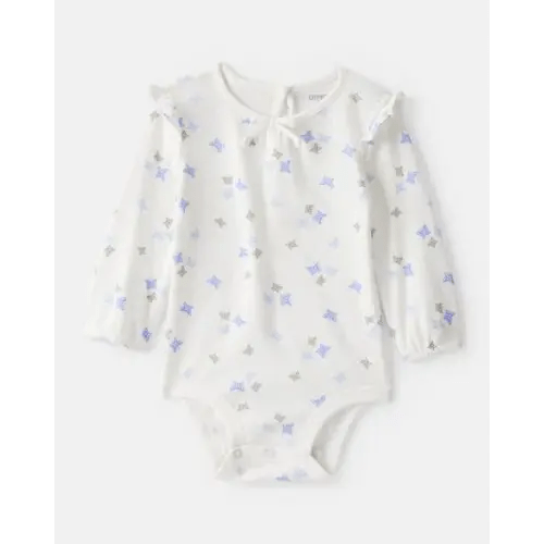 Baby Girl Butterfly Print Long-Sleeve Bodysuit - Ivory - OshKosh B'gosh | Carter's