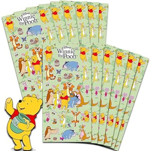 Winnie the Pooh Party Favors for Boys & Girls Bundle ~ 12 Pack Pooh Bear Sticker Sheets for Kids Birthday Party Goodie Bags | Winnie the Pooh Party Supplies Set