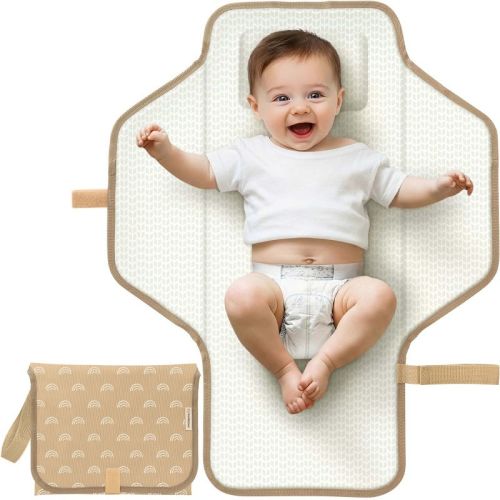 KeaBabies Flex Portable Changing Pad for Baby, Travel, Foldable Large Waterproof Baby Diaper Changing Mat for Diaper Bag (Rainbow)