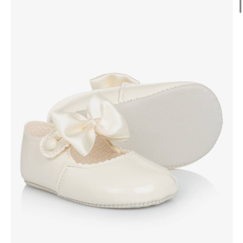 Early Days - Baby Girls Ivory Pre-Walker Shoes with Bows | Childrensalon
