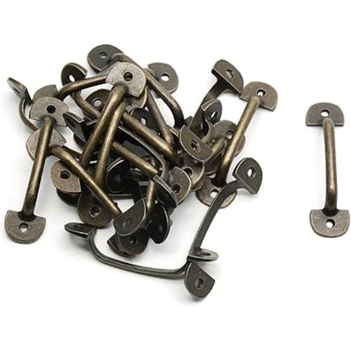 BokWin 24Pcs Decorative Bronze Handles Small Vintage Door Pull Knobs Dresser Drawer Pulls for Jewelry Box Cabinet, 1.9 Inch Hole Center with Mounting Screws