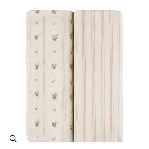 Linear Floral Crib Sheet Set Crib Sheet Set – Ely's & Co.