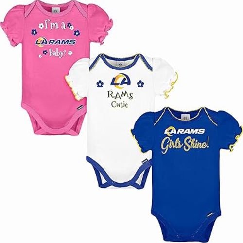 Gerber NFL baby-girls Nfl Team 3 Pack Short Sleeve Onesie Bodysuit