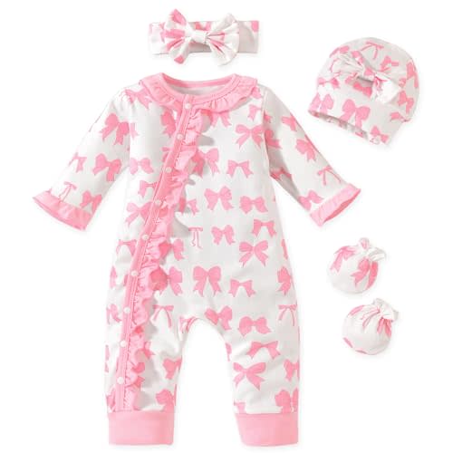 Aalizzwell Baby Girls Romper Outfit Fall Winter Clothes with Accessories