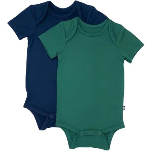 KYTE BABY Unisex Bodysuits, 2-Pack Short Sleeve Baby Bodysuits, 97% Rayon made from Bamboo, 3% Spandex