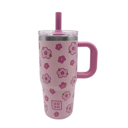 YAYA My First Travel Tumbler for Toddlers 3+ with Reusable Straw and Spill-Safe Lid, 12oz, Floral