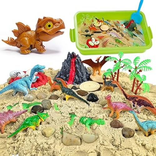 Dinosaur Sensory Bin,Dinosaur Toys for Toddler Boys and Girls,Include Glow in The Dark Dinosaur,Easy Storage Sensory Toys…