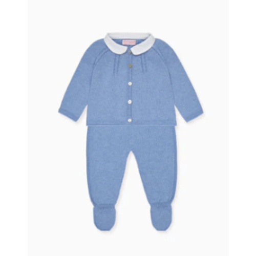 Blue Sanson Cotton Baby Knitted Set | La Coqueta UK – La Coqueta Kids