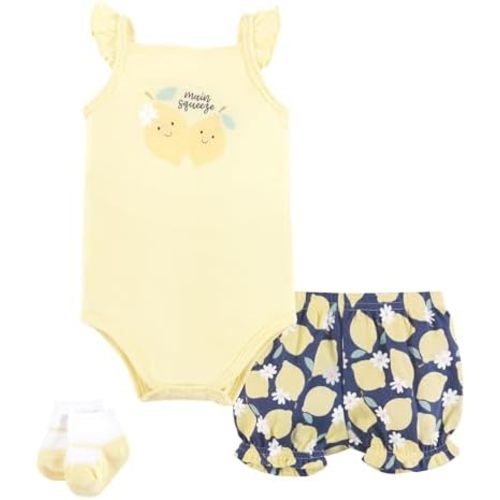 Hudson Baby Unisex Baby Bodysuit, Short and Sock, 3-Piece Set