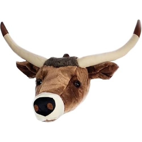 CARSTENS, INC. Woodland Nursery Décor Plush Trophy Wall Mount Head, Longhorn Cow, Large