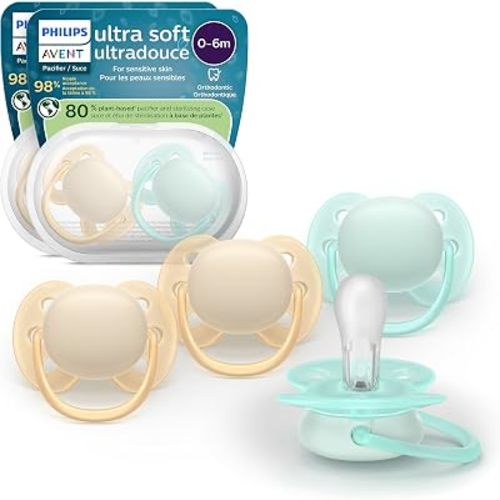 Philips Avent Ultra Soft Baby Pacifier for 0-6 Months, BPA-Free, 4-Pack