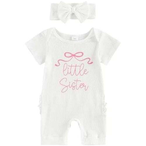 FYBITBO Little Sister Newborn Outfit Baby Girl Short Sleeve Romper Jumpsuit Coming Home Onesie Infant Girl Summer Clothes