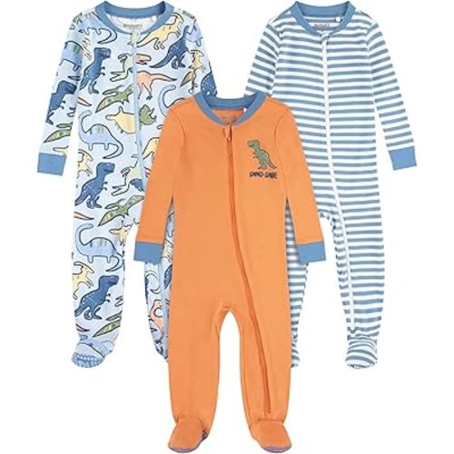 HUGGIES unisex-baby 3-pack Footed Coverall Pajamas