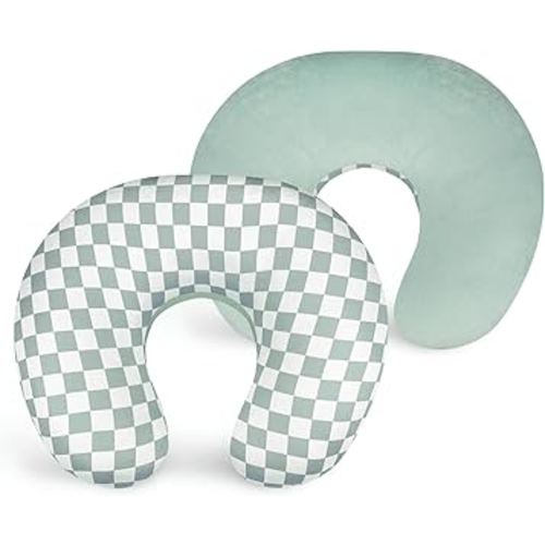 DILIMI Nursing Pillow Cover, Soft Stretchy Nursing Cover for Breastfeeding Pillow, 1 Pack Reversible Removable Slipover for Baby Boy and Girls, Green Checkered