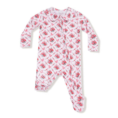 Peter Pan 2-Way Zip Footie, Rose Bow Lattice