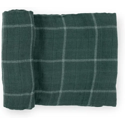 Little Unicorn Premium Cotton Swaddle Baby Blanket | Breathable Fabric | for swaddling, Play, Nursing & More (Evergreen Plaid)