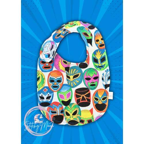Lucha Libre Baby Bib: Handmade Cotton Flannel, Newborn to 3 Months