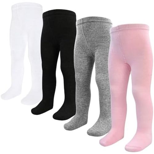 Baby Tights 4 Pack Newborn Infant Toddler Girls Cotton Tights Cable Knit Leggings Stockings for Baby Girls 0-24 months