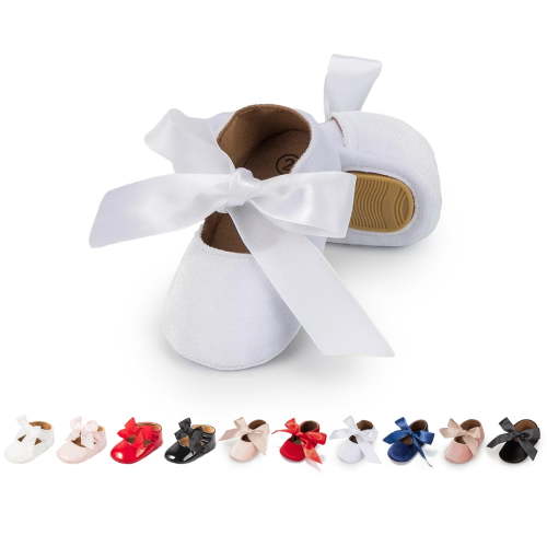Meckior Baby Girls Dress Shoes Infant Mary Jane Bowknot Soft Sole Shoes for Newborn First Walker