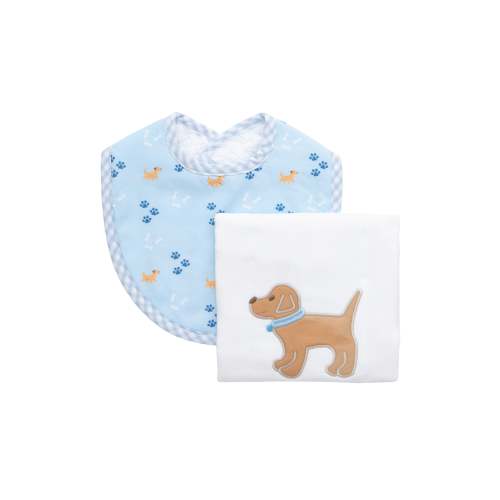 Puppy Basic Bib & Burp Boxed Set, Blue