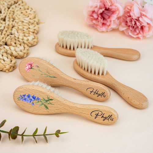 Personalised Baby Hairbrush,Custom Name Baby Brush with Birth Flower,Baby Shower Gift,Baby Girl Gift,Now Mom Gift,Baby Keepsake Gift