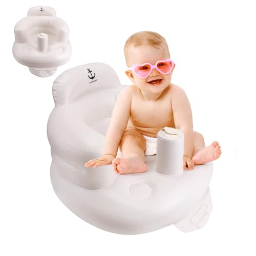 LUFFCABO Inflatable Baby Seat, Baby Sit Up Chair with Built-in Air Pump, Versatile Infant Floor Seat, Toddler Beach Activity Chair, Portable