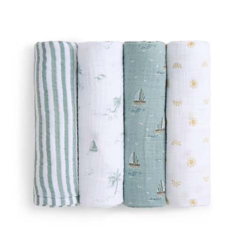 aden + anais Organic Cotton Muslin Swaddles in Sailing Seas 4 Pack