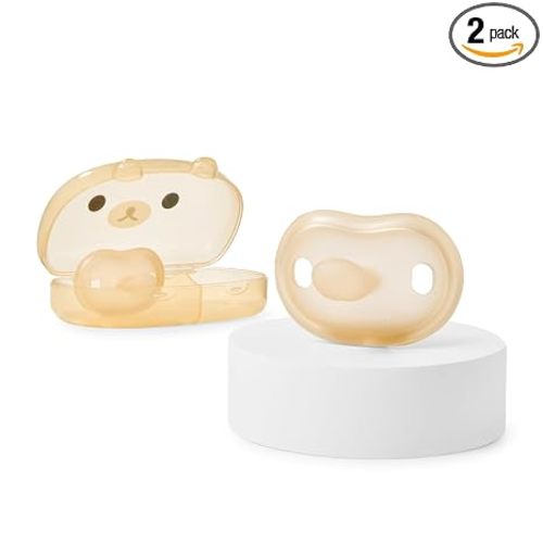 Thyseed Newborn Silicone Pacifiers, Ultra-Light One-Piece,Orthodontic, for Breastfed Babies, 0-3-6 Months, BPA-Free, 2 Pack