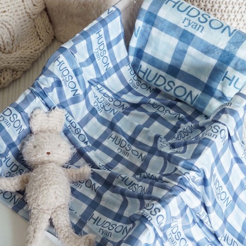 Paxtons Plaid Personalized Baby Name Swaddle Blanket